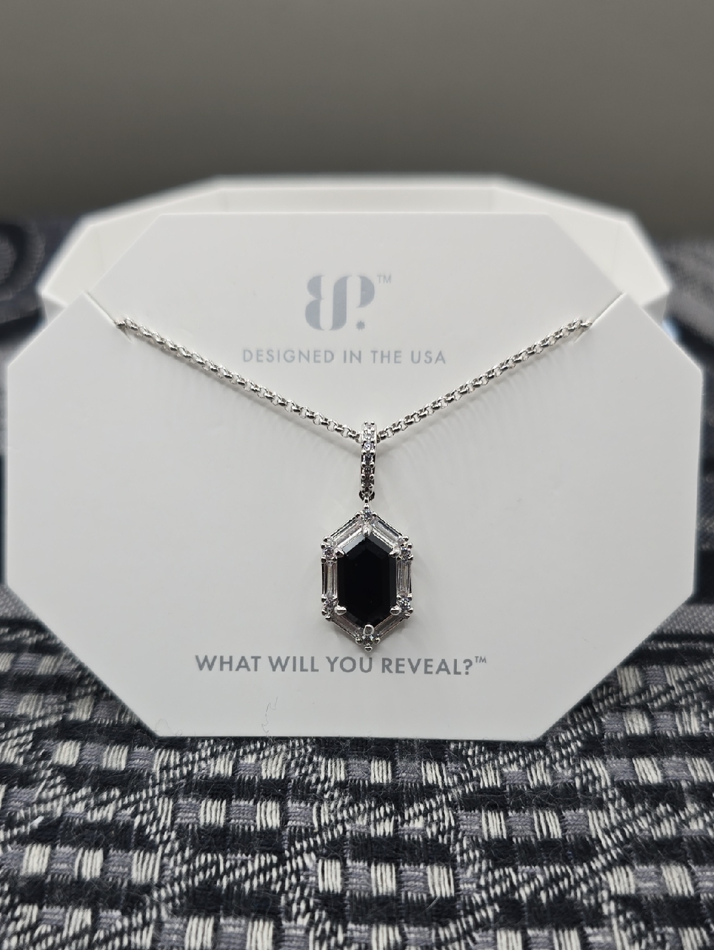 Bomb Party Necklace "Only Room For The Shine" Black Onyx Cz Rhodium NK34043